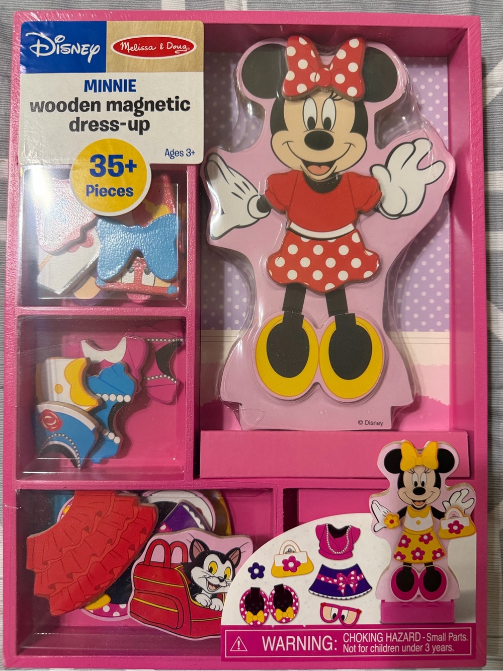 Melissa & Doug Disney Minnie Wooden Magnetic Dress-Up Set - Pink New!